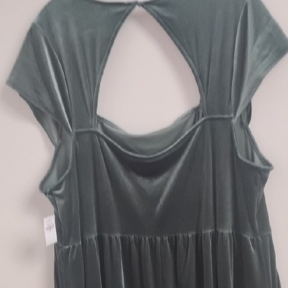 NWT Old Navy Green Velvet Short Sleeve Wide Leg Jumpsuit Whimsigoth Boho - Picture 10 of 13